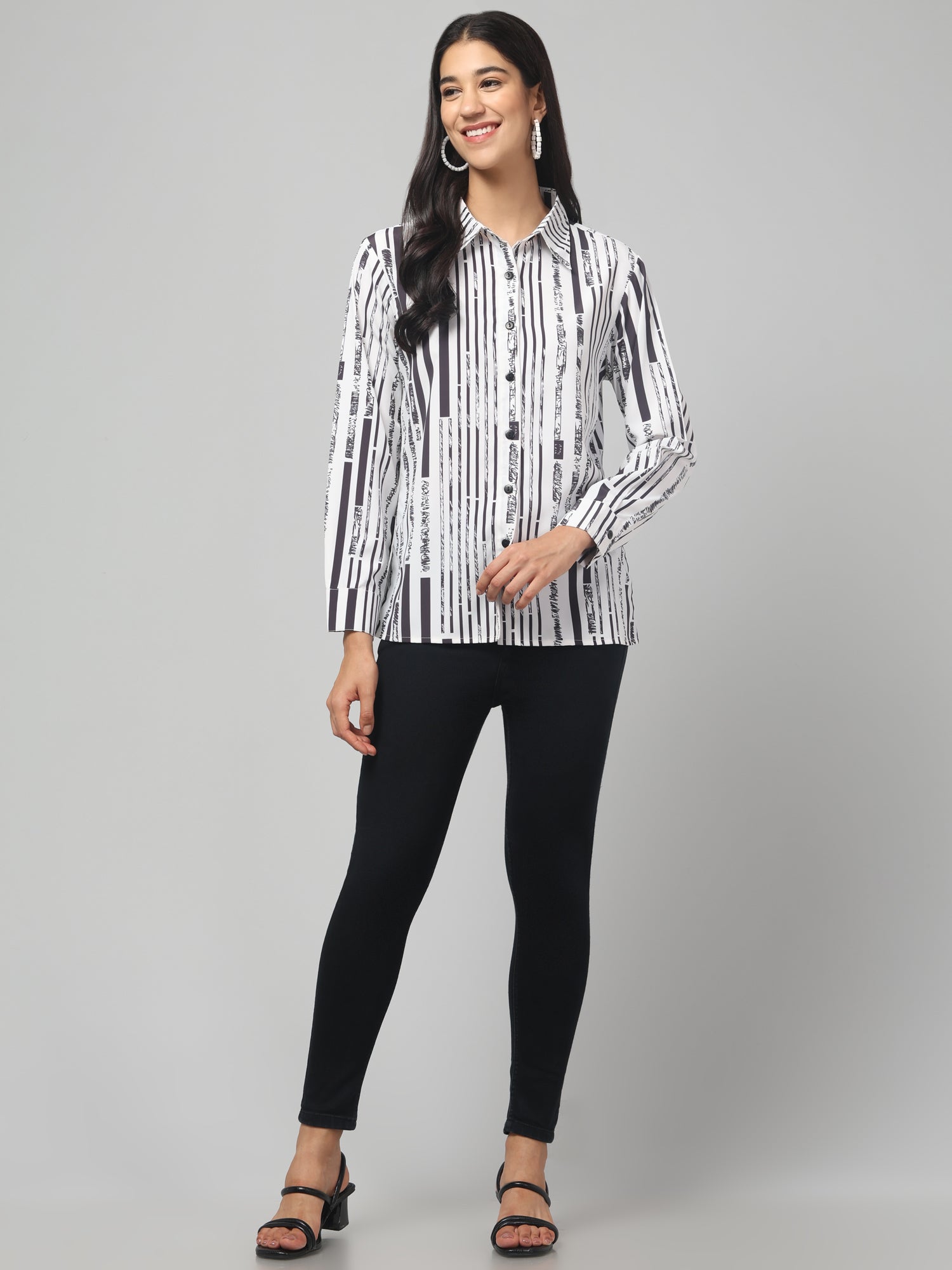 Striped White & Blue Shirt