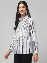 Striped White & Blue Shirt