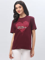 Maroon Printed T-shirt