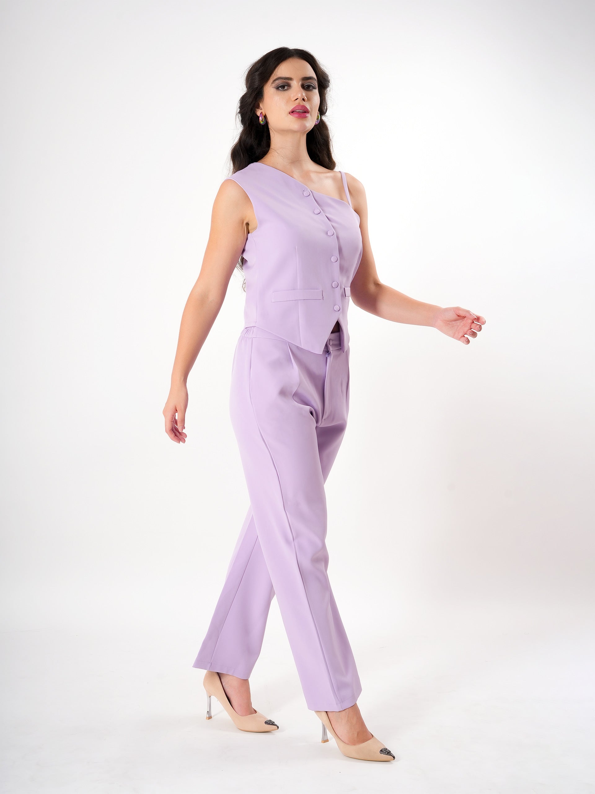 Lavender One off Shoulder Strap Cord-Set-1
