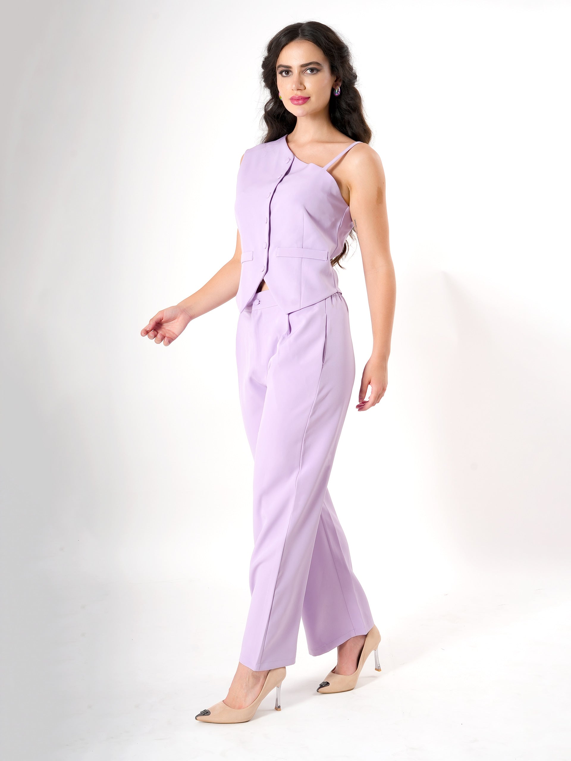 Lavender One off Shoulder Strap Cord-Set-4
