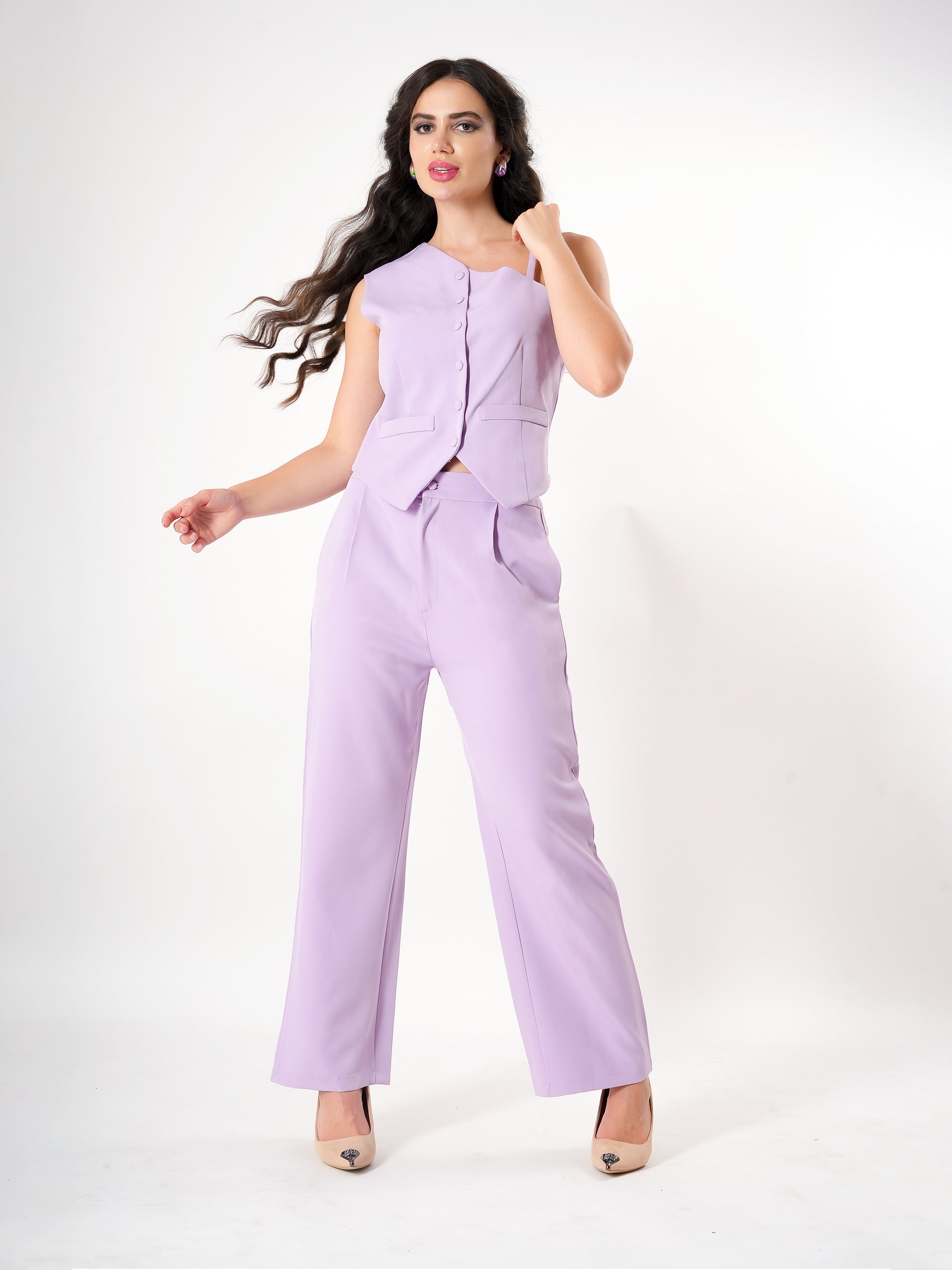 Lavender One off Shoulder Strap Cord-Set-6