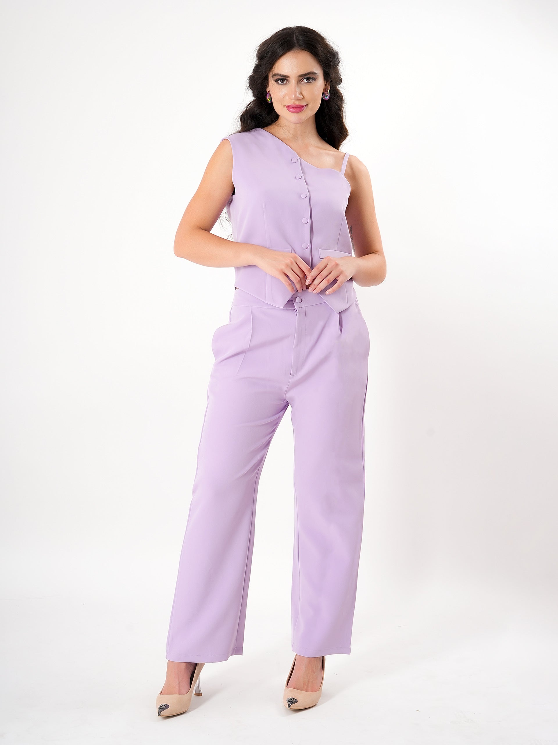 Lavender One off Shoulder Strap Cord-Set