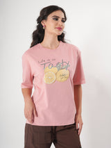 Life Is so Tasty Print T- Shirt With Round Neck