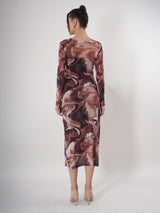 Marble Mess Midi Dress with Full Sleeve