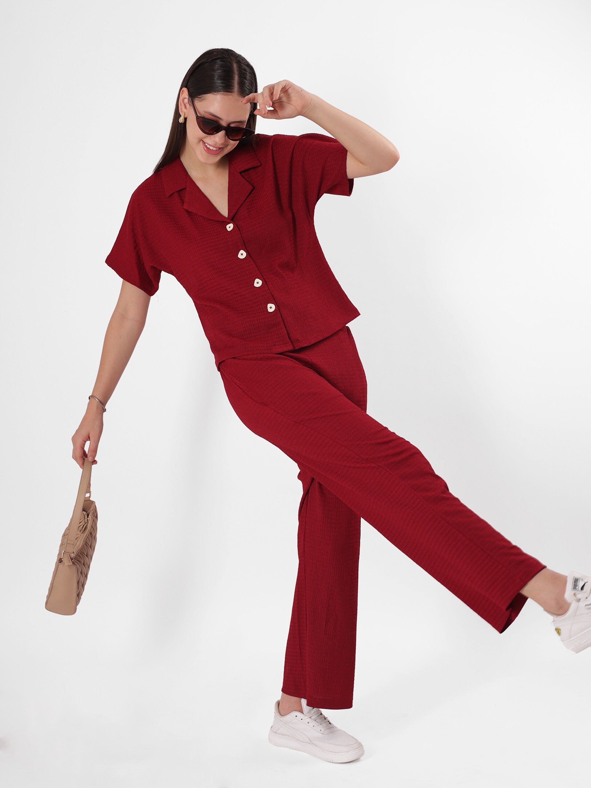 Maroon Notch Collared Cord Set