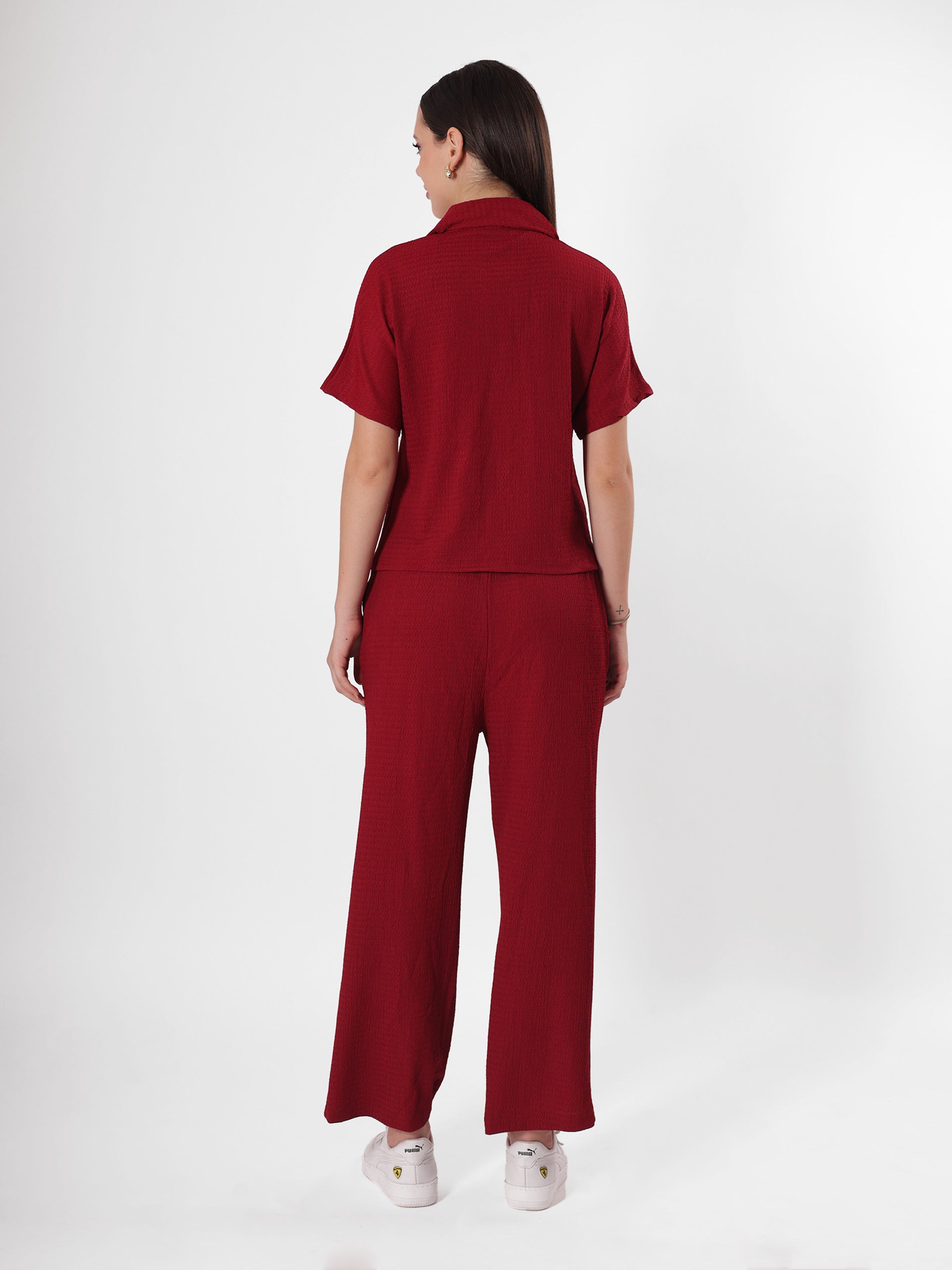 Maroon Notch Collared Cord Set
