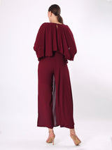 Maroon Sleeve Detail Cord-Set