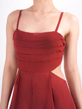 Maroon Spaghetti Strap Waist detail Jumpsuit