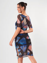 Multicolor Marble Print Double Side Slit Bodycon