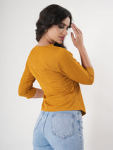 Mustard Magic -  Tulip Detail Peplum Top