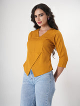 Mustard Magic -  Tulip Detail Peplum Top