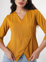 Mustard Magic -  Tulip Detail Peplum Top