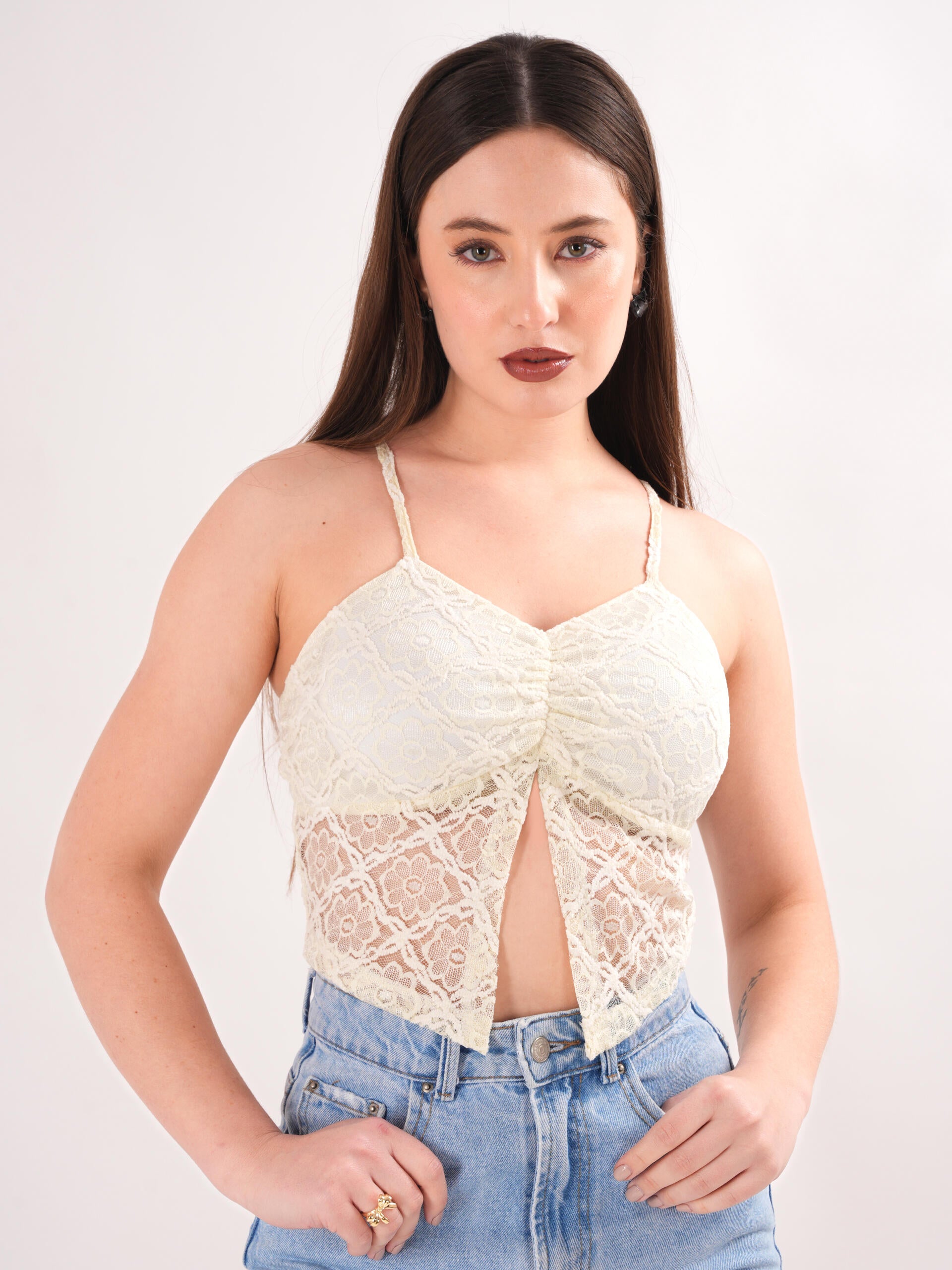 Offwhite Sweetheart Neck Top