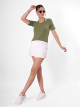 Olive Top With Round Neck & Spaghetti Strap