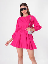 Pop Pink Full Sleeve Mini Dress