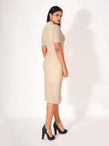 Popcorn Beige Midi Dress