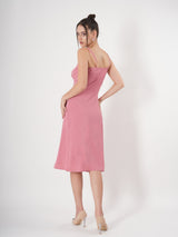 Pretty Pink: Spaghetti Strap Sizzle with Side-Slit Midi Dress With Jacket
