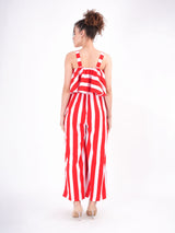 Red Striped Frilly Jumpsuit