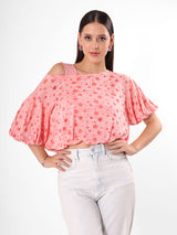 Self Design Drop Shoulder Crop Top