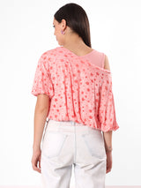 Self Design Drop Shoulder Crop Top