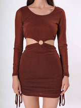 Self Design Waist Cut Bodycon Dress