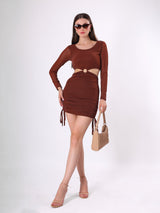 Self Design Waist Cut Bodycon Dress