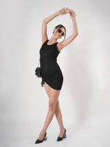 Sleeveless Black Bodycon Dress With Adjustable Side Strings