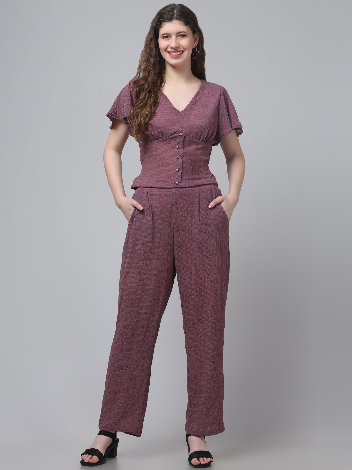 Textured Corset style Co ord Set For Womens