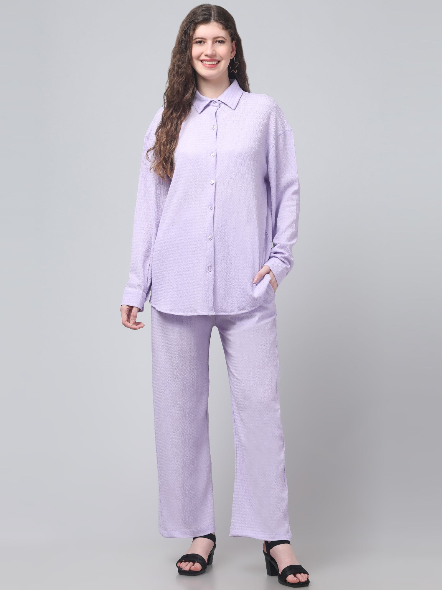 Lavender Solid Co ord Set For Womens