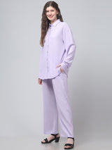 Lavender Solid Co ord Set For Womens