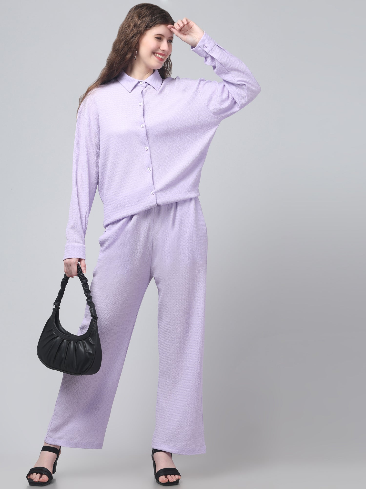 Lavender Solid Co ord Set For Womens