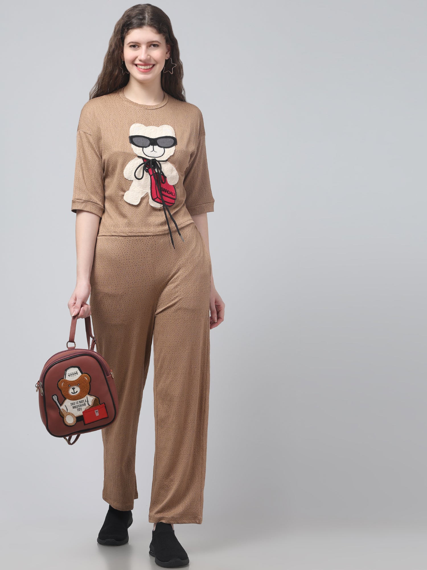 Brown Patched Co ord Set For Womens