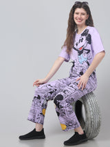 Purple Printed Co ord Set For Womens