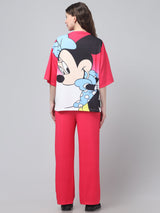 Red Printed Airport Look Co ord Set For Womens