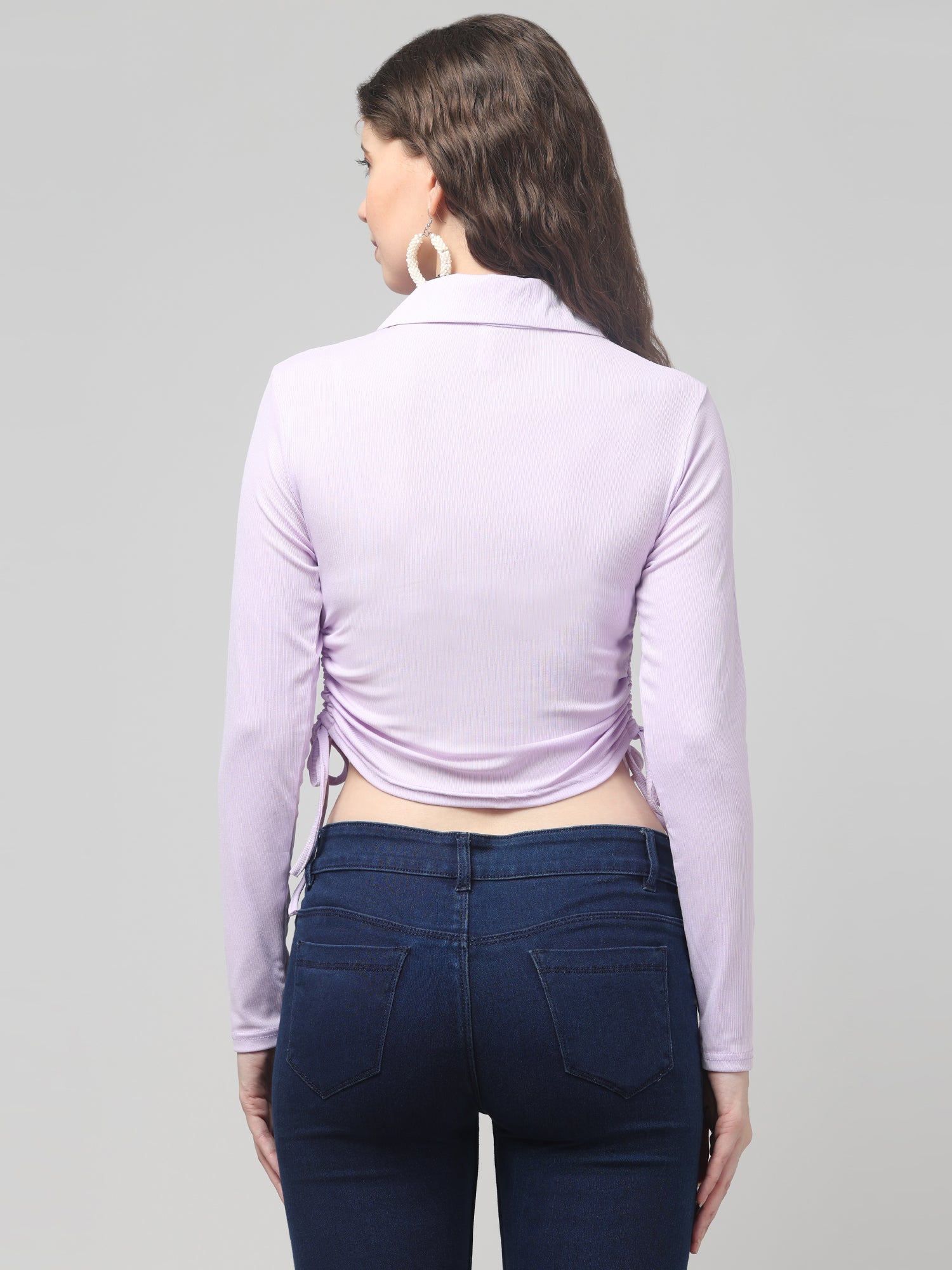Clobug Women Lavender Fancy Crop Tops For Women