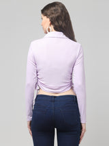 Lavender Fancy Crop Tops For Women