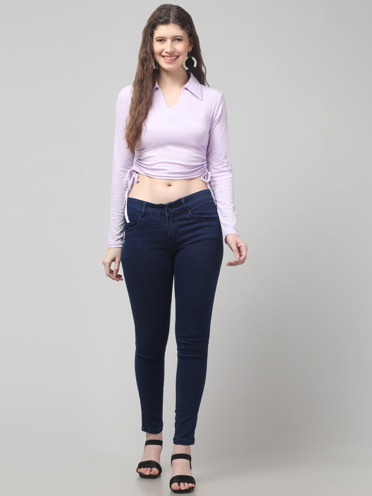 Clobug Women Lavender Fancy Crop Tops For Women