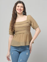Puff Sleeve Textured Top