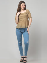 Puff Sleeve Textured Top
