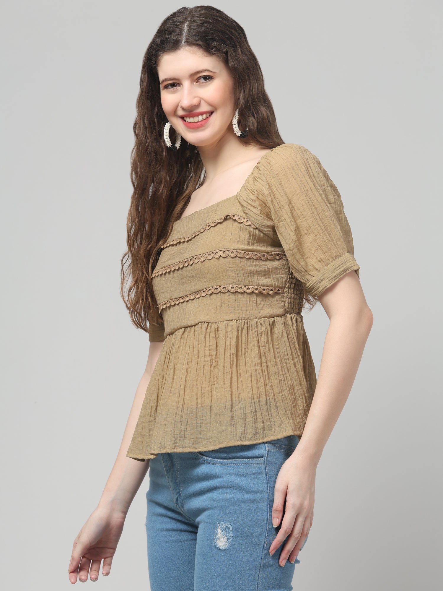 Puff Sleeve Textured Top
