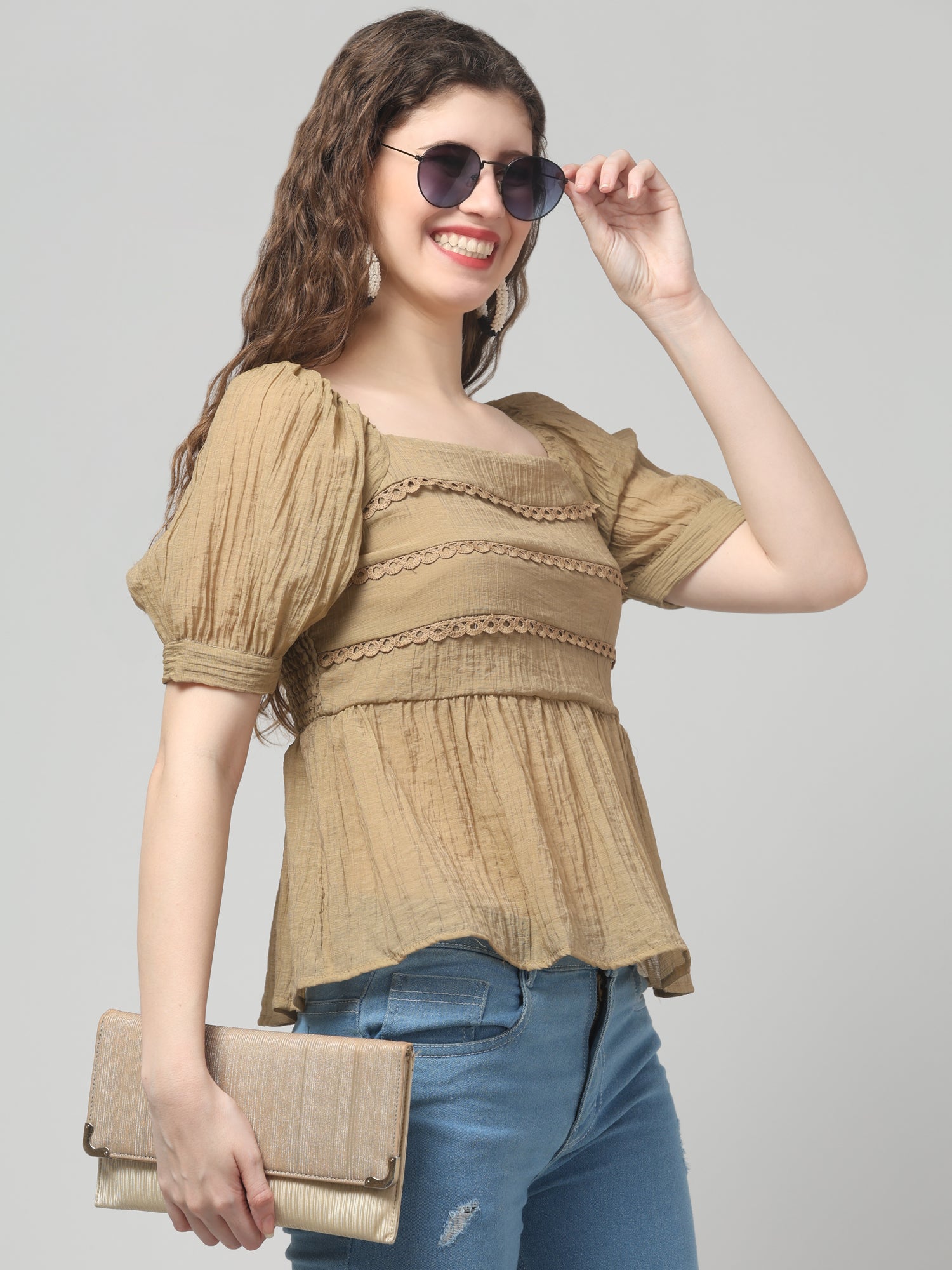Puff Sleeve Textured Top