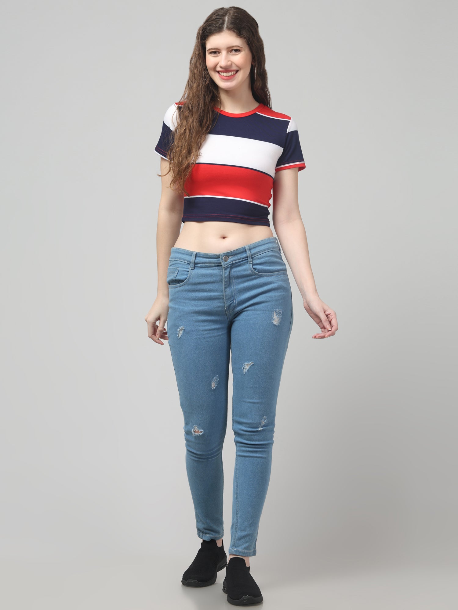 Striped Crop Top For Womens