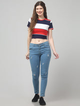 Striped Crop Top For Womens