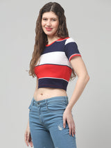 Striped Crop Top For Womens