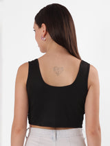 Solid Black Twist Sleeveless Crop Top