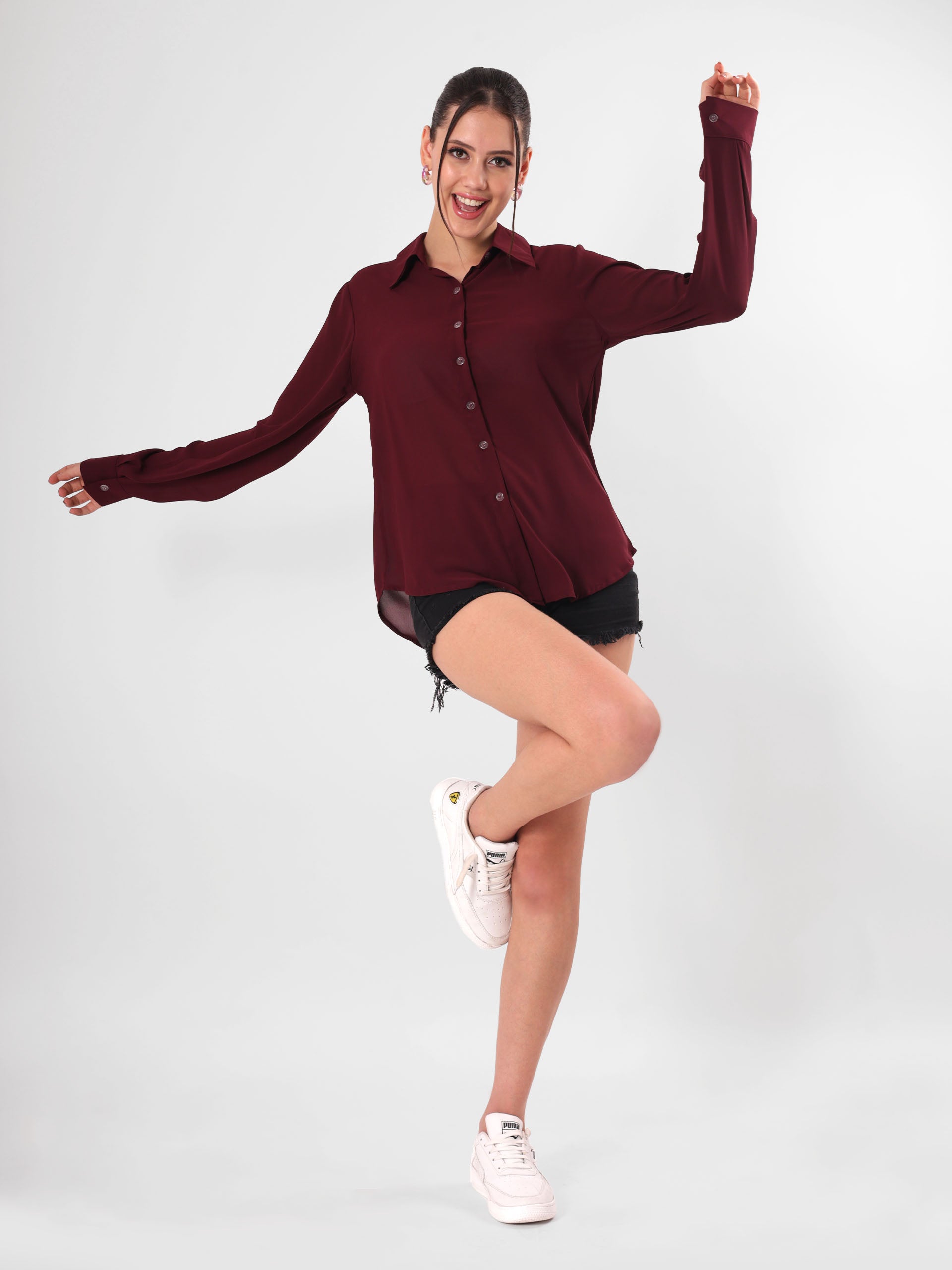 Solid Maroon Full Sleeve Shirt