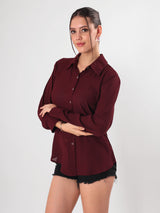 Solid Maroon Full Sleeve Shirt