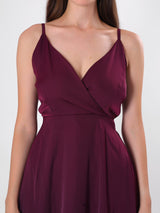 Solid Maroon Sleeveless Flowy Midi Dress