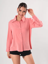 Solid Pink Point Collar Shirt